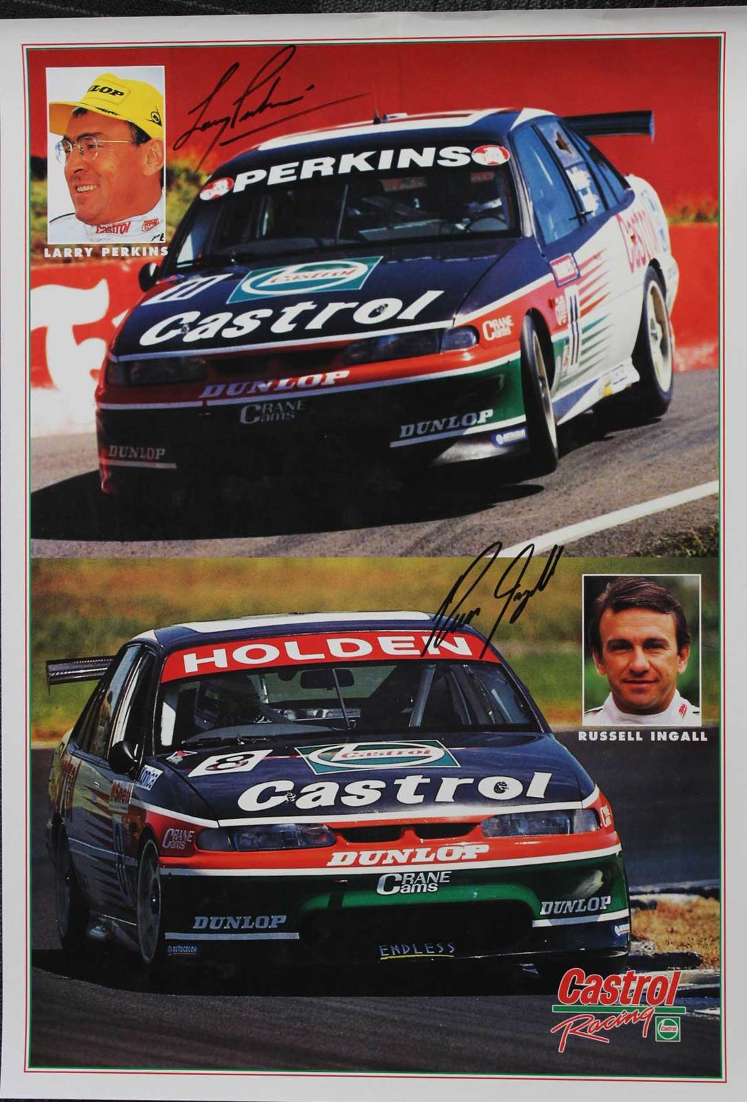 Larry Perkins & Russell Ingall Signed Poster Castrol Holden VS ...