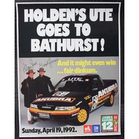 Original 92 VP Holden Ute Goes To Bathurst 12 Hour Poster Grice Jones Signed 