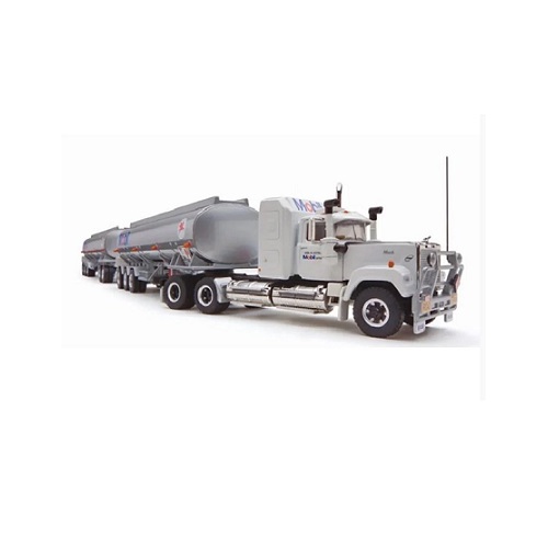 New 1:64 Mack Superliner Mobil Fuel Tanker Road Train Set With Dolly 