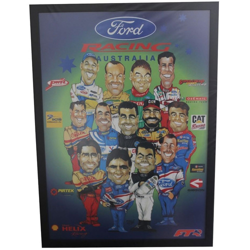 Ford Racing Australia Charactures Framed Poster